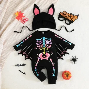 Baby Bat Skeleton Costume Romper with Hat - Image 14