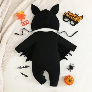 Baby Bat Skeleton Costume Romper with Hat - Image 3