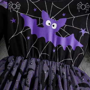 Girls Halloween Bat Dress – Cute Spider Web Tulle Party Outfit - Image 12
