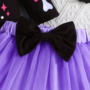 Baby Girl Halloween Skeleton Outfit with Tulle Skirt & Bow Headband - Image 16
