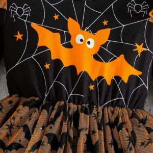 Girls Halloween Bat Dress – Cute Spider Web Tulle Party Outfit - Image 4