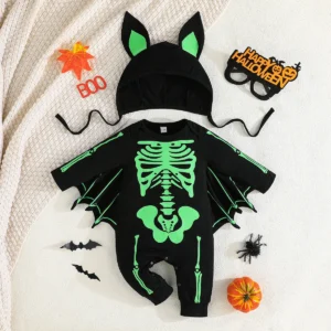 Baby Bat Skeleton Costume Romper with Hat - Image 15