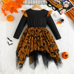 Girls Halloween Bat Dress – Cute Spider Web Tulle Party Outfit - Image 10
