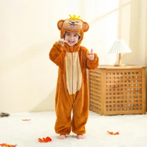 Monkey Baby Onesie with Crown – Plush Hooded Costume - Image 4