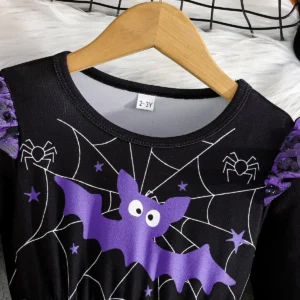 Girls Halloween Bat Dress – Cute Spider Web Tulle Party Outfit - Image 13